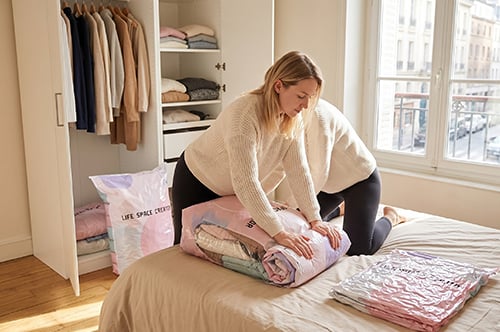Bedroom closet compression storage bag